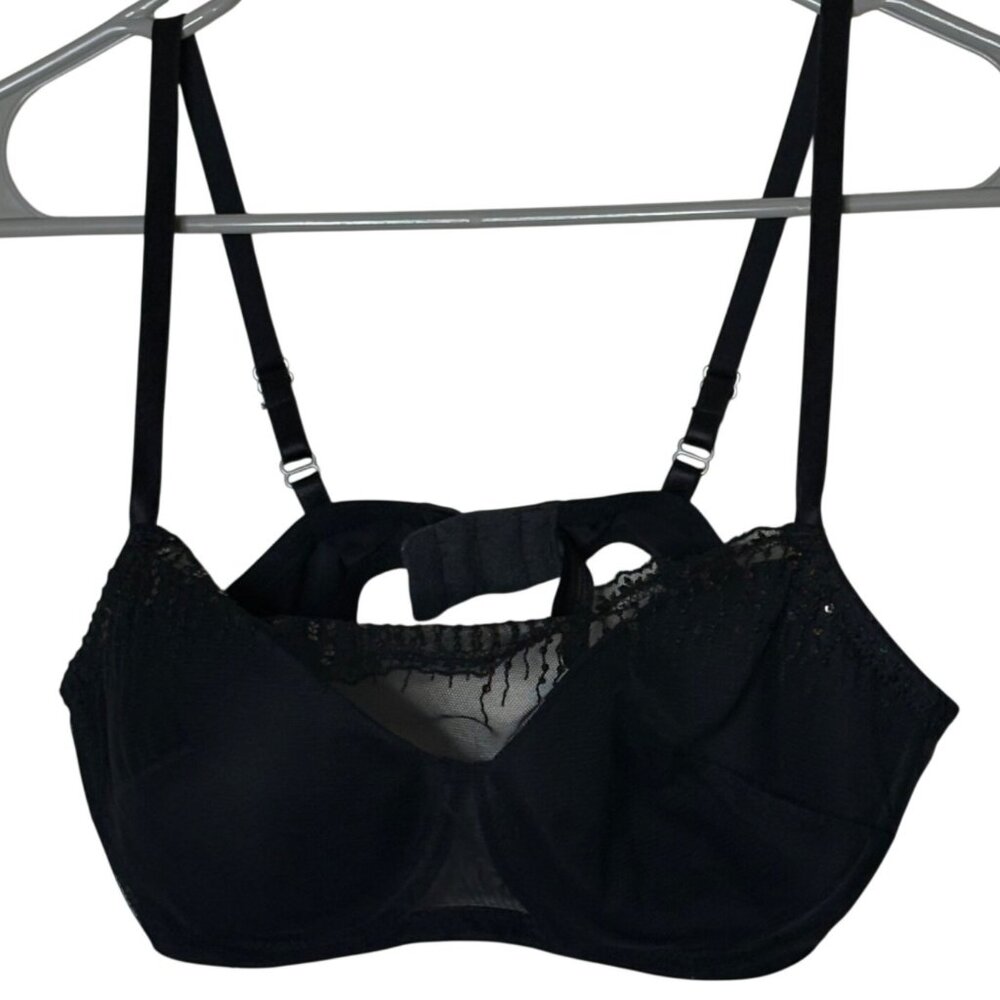 Soma Intimates Black Cami Mesh Sequin Peek A Boo Contour Cup Bra 34C